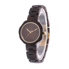 Women's Quartz Wooden Watch Black faced